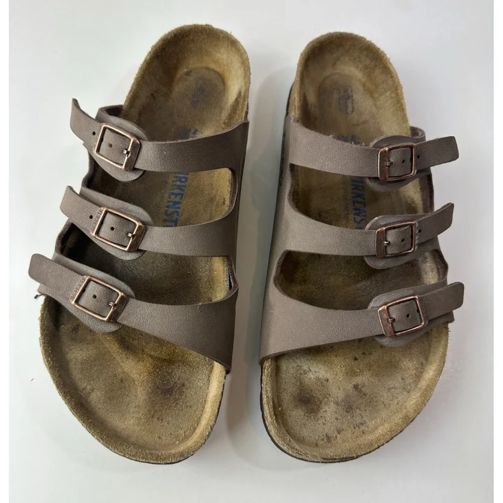 Birkenstock Florida 3 Strap Soft Footbed Sandals Brown Women's Size 40 US 9 M7 - Picture 14 of 16